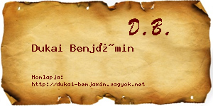 Dukai Benjámin névjegykártya