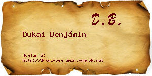 Dukai Benjámin névjegykártya